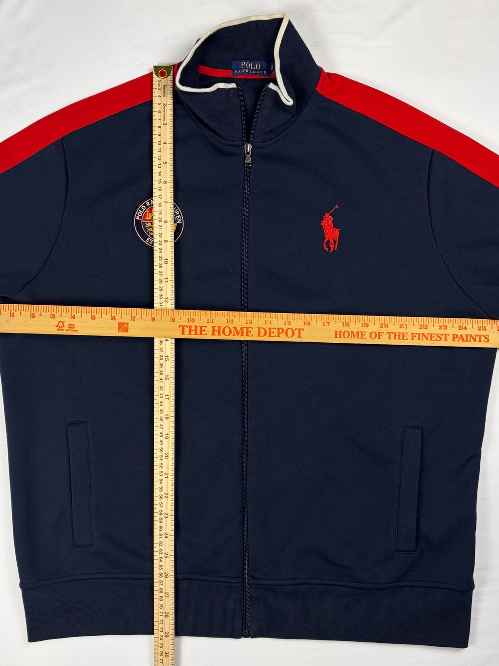 Polo Ralph Lauren XL Navy Red Double Knit Track Jacket Big Pony Crest - Picture 9 of 10